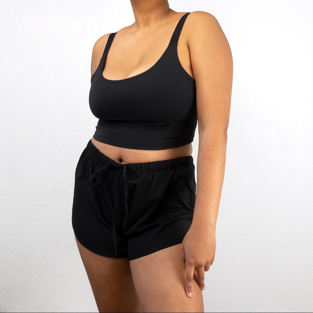 Black Flowy High Waisted Beach Cover Up Shorts